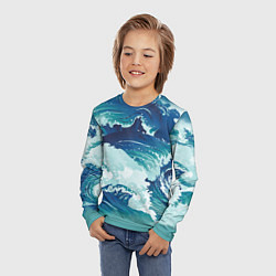 Лонгслив детский Несущиеся морские волны, цвет: 3D-принт — фото 2