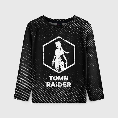 Детский лонгслив Tomb Raider с потертостями на темном фоне / 3D-принт – фото 1