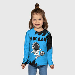 Лонгслив детский Богдан космонавт футболист, цвет: 3D-принт — фото 2