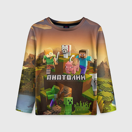 Детский лонгслив Анатолий Minecraft / 3D-принт – фото 1