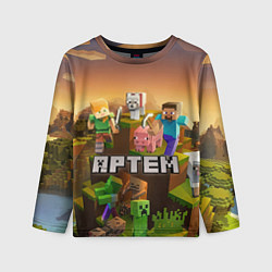 Детский лонгслив Артем Minecraft