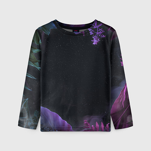Детский лонгслив Неоновые космические тропики / 3D-принт – фото 1