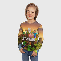 Лонгслив детский Глеб Minecraft, цвет: 3D-принт — фото 2
