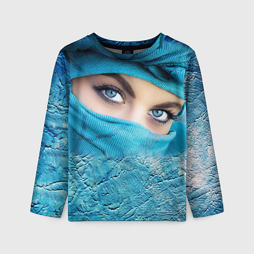 Детский лонгслив Синеглазая девушка в хиджабе / 3D-принт – фото 1