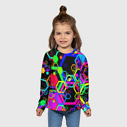 Лонгслив детский Разноцветная геометрическая текстура, цвет: 3D-принт — фото 2