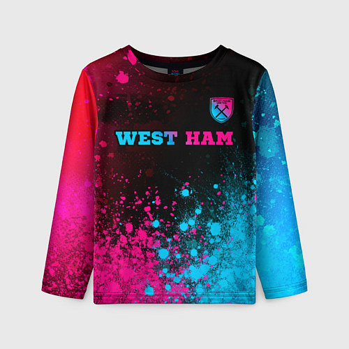 Детский лонгслив West Ham - neon gradient: символ сверху / 3D-принт – фото 1