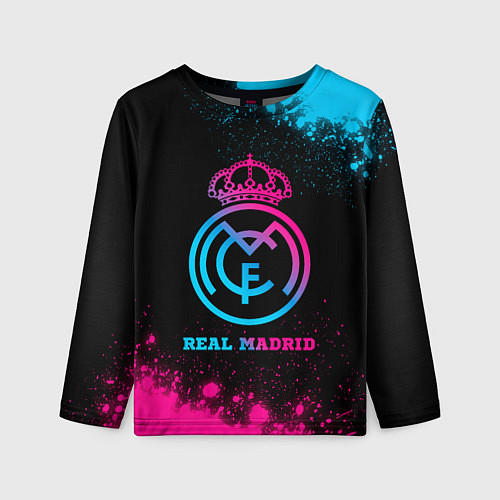 Детский лонгслив Real Madrid - neon gradient / 3D-принт – фото 1