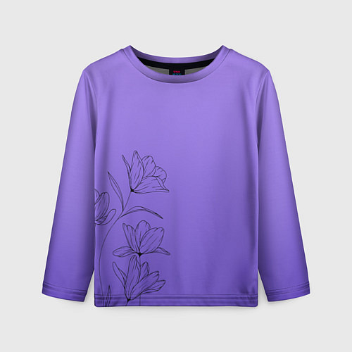 Детский лонгслив Красивый фиолетовый градиент с цветами / 3D-принт – фото 1