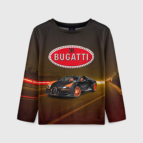 Детский лонгслив Bugatti на ночной дороге / 3D-принт – фото 1