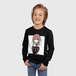 Лонгслив детский Человек-бензопила Макима в белом прямоугольнике, цвет: 3D-принт — фото 2