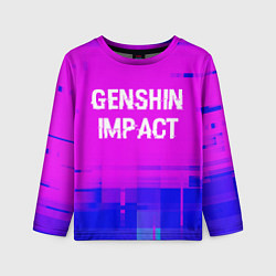 Детский лонгслив Genshin Impact glitch text effect: символ сверху