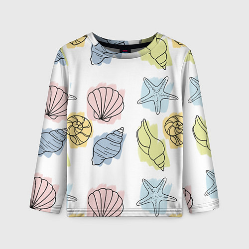 Детский лонгслив Морские обитатели / 3D-принт – фото 1