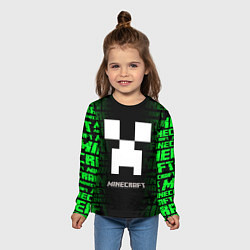 Лонгслив детский Minecraft - green creeper, цвет: 3D-принт — фото 2