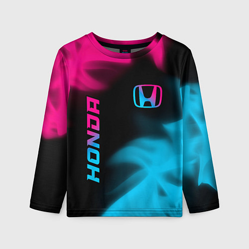 Детский лонгслив Honda - neon gradient: надпись, символ / 3D-принт – фото 1