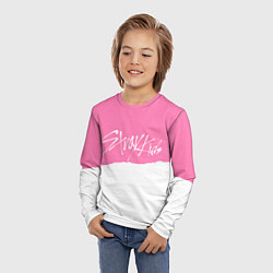 Лонгслив детский Stray Kids pink and white, цвет: 3D-принт — фото 2