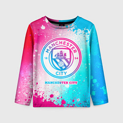 Детский лонгслив Manchester City neon gradient style