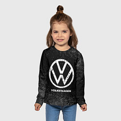 Лонгслив детский Volkswagen с потертостями на темном фоне, цвет: 3D-принт — фото 2