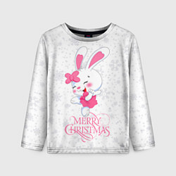 Лонгслив детский Merry Christmas, cute bunny, цвет: 3D-принт