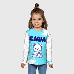 Лонгслив детский Саша белый мишка, цвет: 3D-принт — фото 2