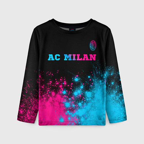 Детский лонгслив AC Milan - neon gradient: символ сверху / 3D-принт – фото 1