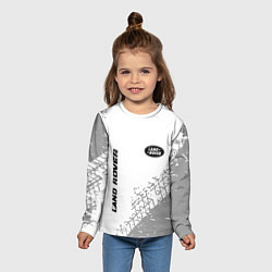 Лонгслив детский Land Rover speed на светлом фоне со следами шин: н, цвет: 3D-принт — фото 2