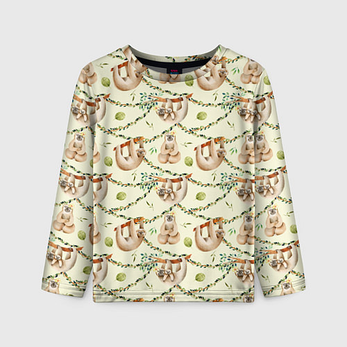 Детский лонгслив Ленивцы висят на лианах / 3D-принт – фото 1