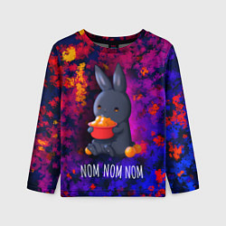 Лонгслив детский Кролик с мандаринами - Nom nom nom, цвет: 3D-принт