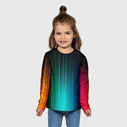 Лонгслив детский Радужные неоновые свечения, цвет: 3D-принт — фото 2