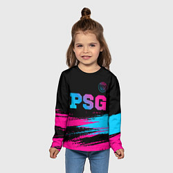 Лонгслив детский PSG - neon gradient: символ сверху, цвет: 3D-принт — фото 2