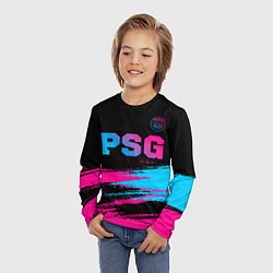 Лонгслив детский PSG - neon gradient: символ сверху, цвет: 3D-принт — фото 2
