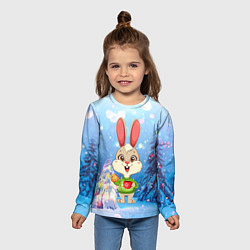 Лонгслив детский Зайчик с кофе, цвет: 3D-принт — фото 2