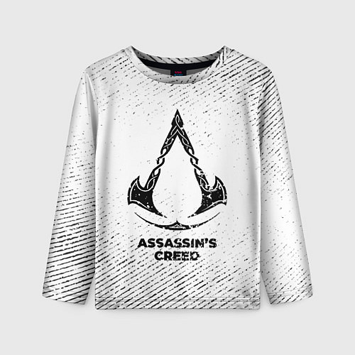 Детский лонгслив Assassins Creed с потертостями на светлом фоне / 3D-принт – фото 1