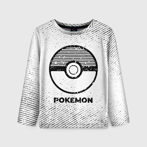 Детский лонгслив Pokemon с потертостями на светлом фоне / 3D-принт – фото 1