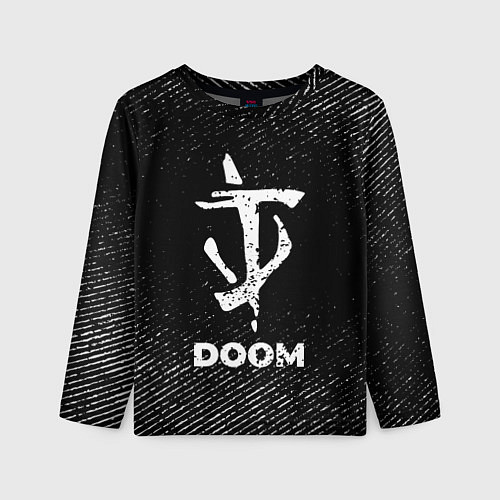 Детский лонгслив Doom с потертостями на темном фоне / 3D-принт – фото 1