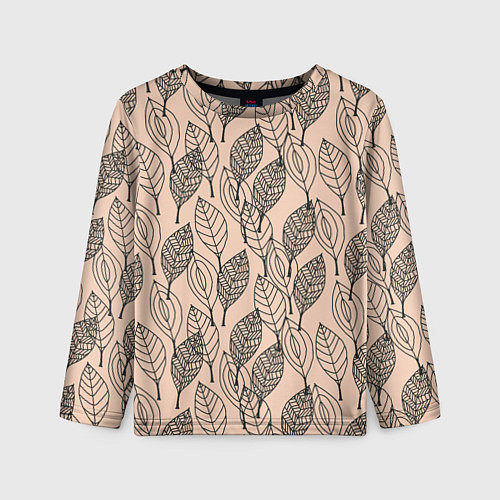 Детский лонгслив Листья штрихованные / 3D-принт – фото 1