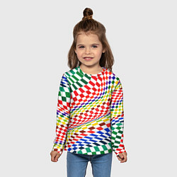 Лонгслив детский Разноцветная оптическая иллюзия, цвет: 3D-принт — фото 2