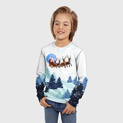 Лонгслив детский Санта на оленях, цвет: 3D-принт — фото 2