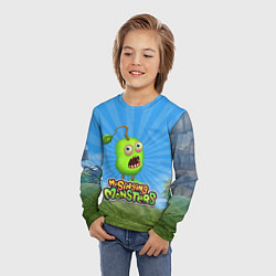 Лонгслив детский My Singin Monsters - Зерномех, цвет: 3D-принт — фото 2