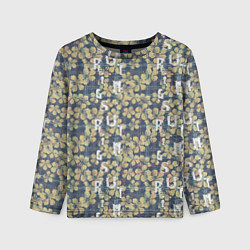 Лонгслив детский Цветы и буквы гранж, цвет: 3D-принт