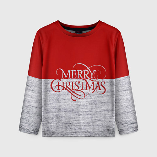 Детский лонгслив Merry Christmas красный / 3D-принт – фото 1