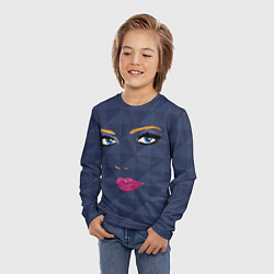 Лонгслив детский Женское лицо с голубыми глазами и розовыми губами, цвет: 3D-принт — фото 2