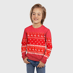 Лонгслив детский Праздничный красный свитер, цвет: 3D-принт — фото 2