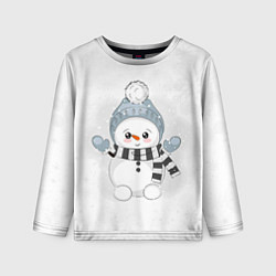 Лонгслив детский Милый снеговик и снежинки, цвет: 3D-принт