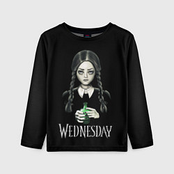 Детский лонгслив Уэнсдэй на чёрном фоне