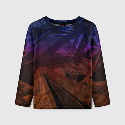 Детский лонгслив Абстрактный черный узор на сиреневом, коричневом ф / 3D-принт – фото 1