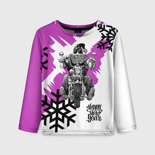 Детский лонгслив New Year: Santa Biker / 3D-принт – фото 1
