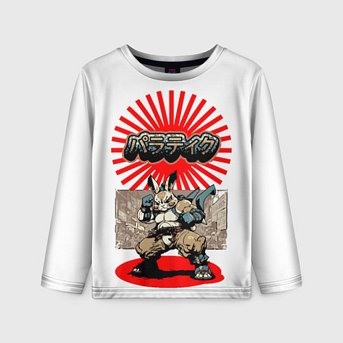 Детский лонгслив Кролик уличный боец / 3D-принт – фото 1