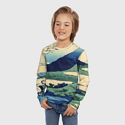 Лонгслив детский Журавли - японский художник Хокусай Фудзи, цвет: 3D-принт — фото 2