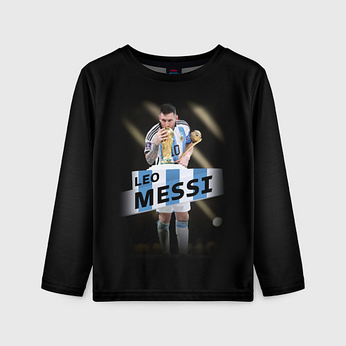 Детский лонгслив Лео Месси чемпион Мира / 3D-принт – фото 1