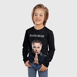 Лонгслив детский Илон Маск, портрет на черном фоне, цвет: 3D-принт — фото 2
